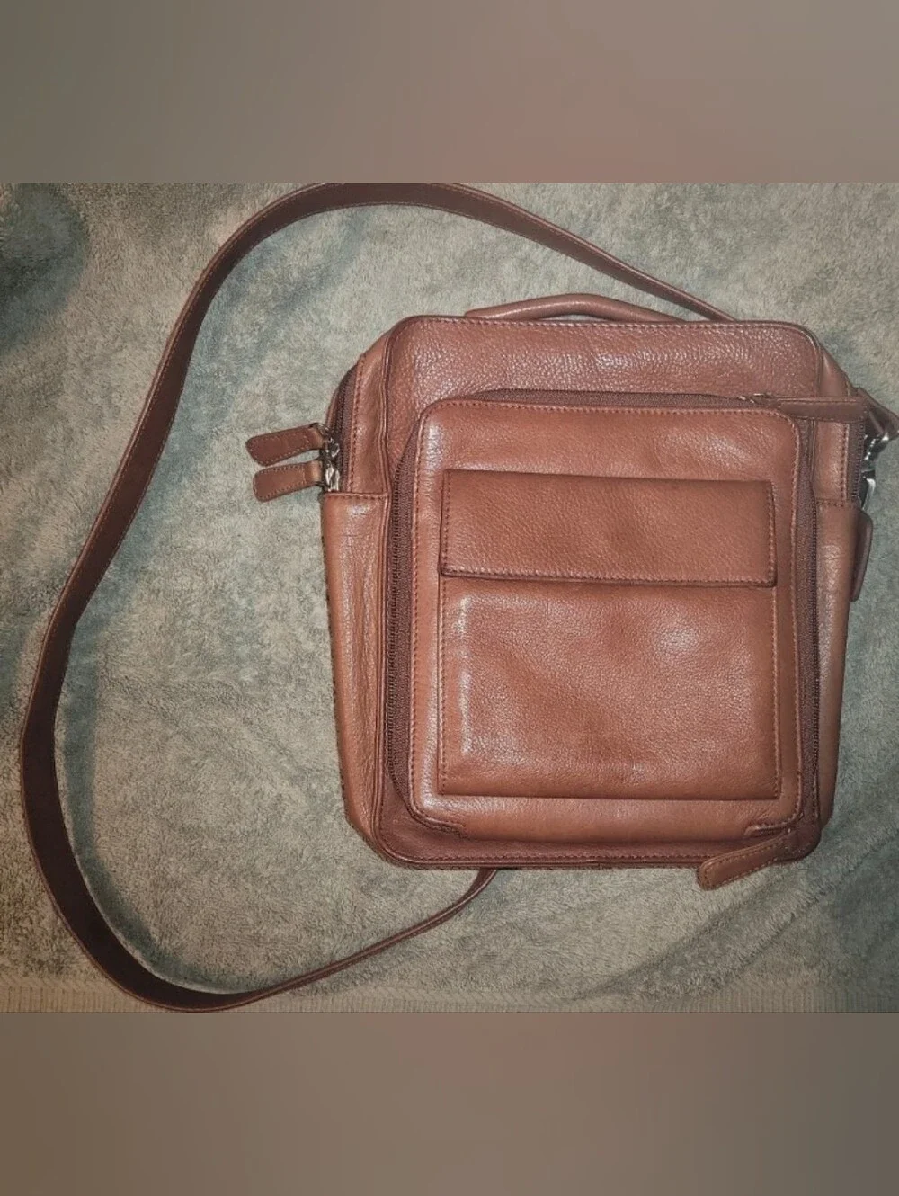 Brown Leather Travel Crossbody Bag by Osgoode Marley